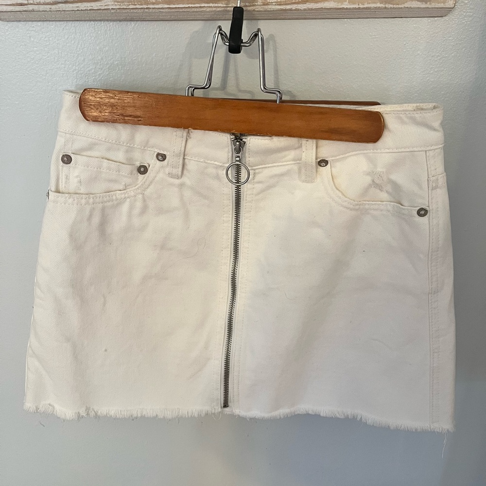 Free People white denim skirt